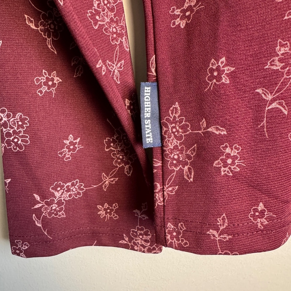 Higher State Women's Vintage Long‎ Sleeve Floral Zip Up Shacket Burgundy/Wine M - Picture 8 of 14